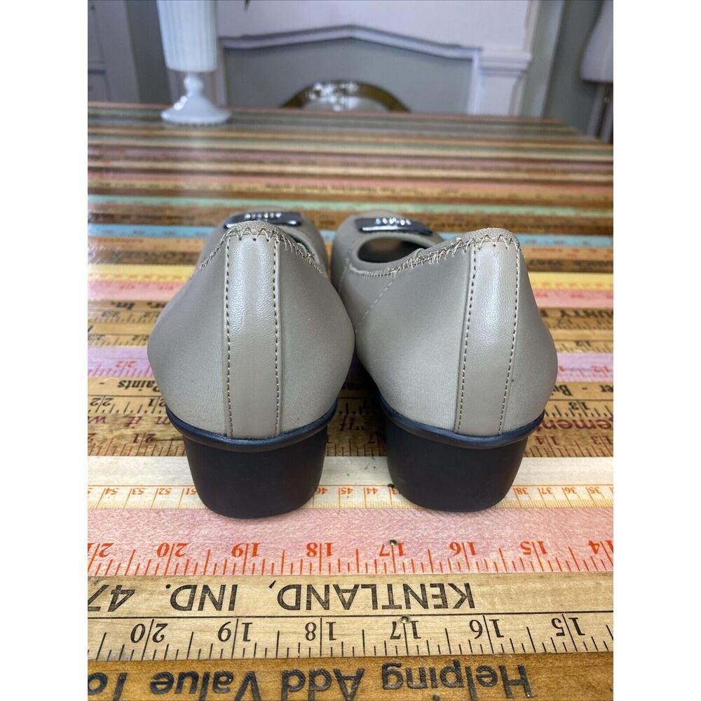 Ros Hommerson Eloise Taupe Micro Stretch Peep Toe Shoes Size 9.5 N Rhinestone - Picture 10 of 16